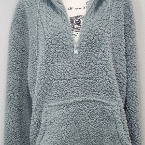 Cabin Fever By Ramatex Women's XL Sage Green Sherpa Pullover Hoodie Outdoor Cozy